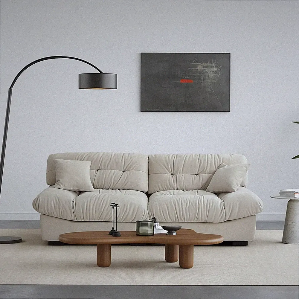 89" Comfy Cloud Sectional Couches, Loveseat Sofa with 2 Pillows, Minimalist Sofa