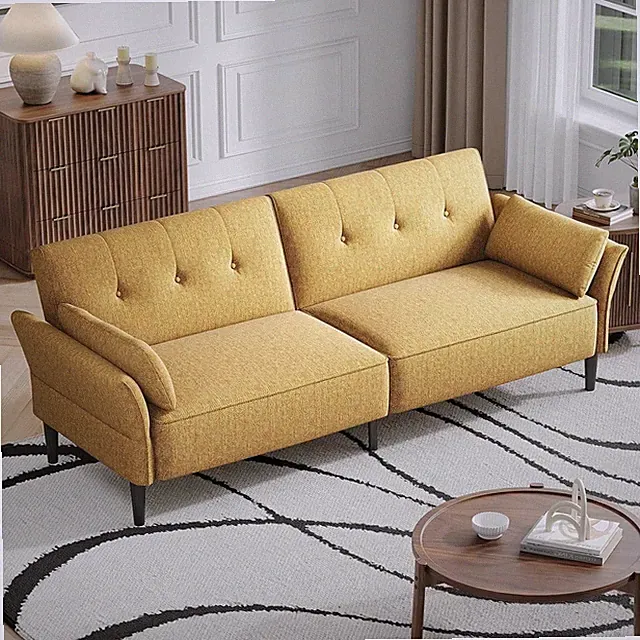 89” Futon Sofa Bed Couch,Convertible Loveseat Sleeper Sofa with 2 Pillows