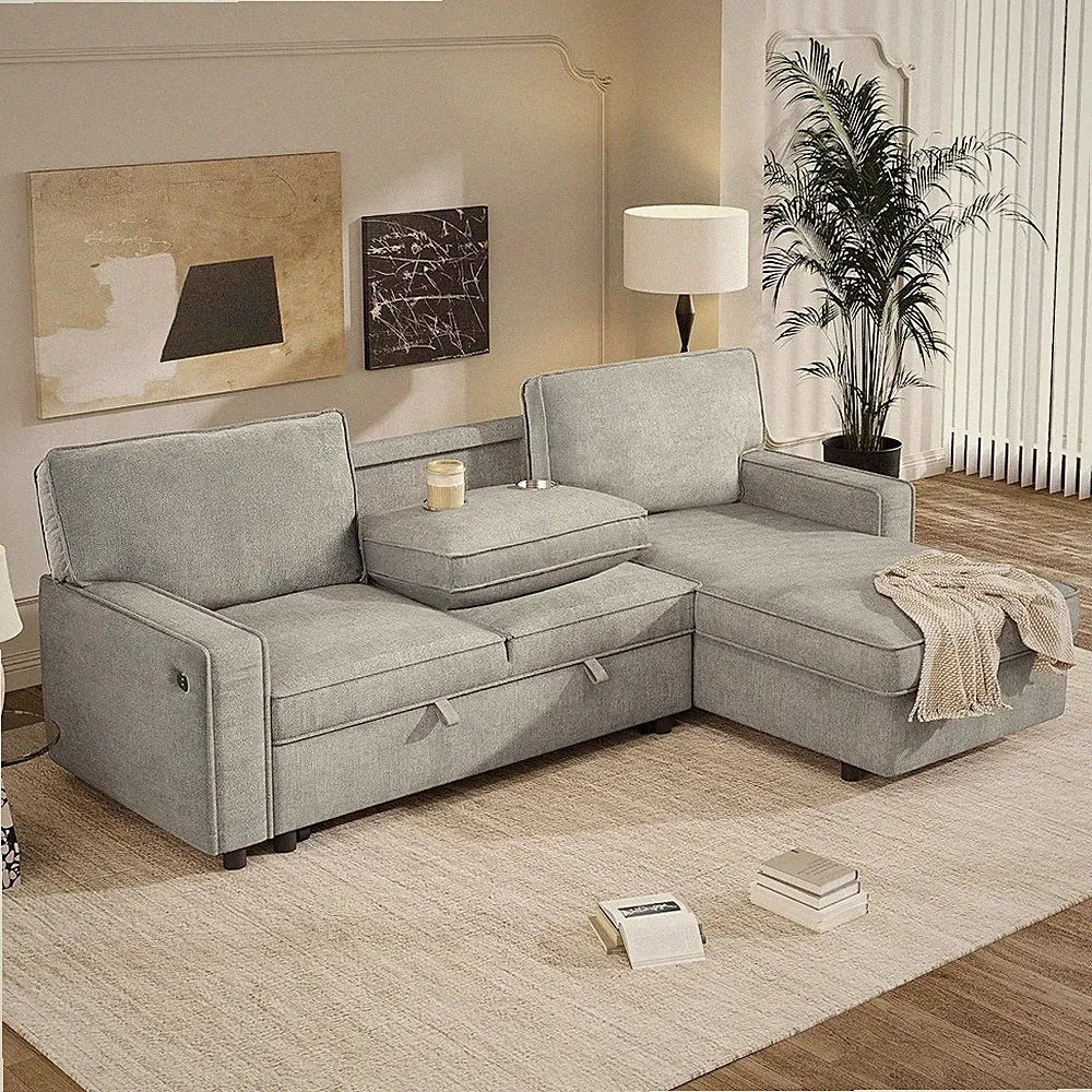 89'' Sectional Sofa Couch L-Shaped with Storage Chaise Lounge for Living Room, M
