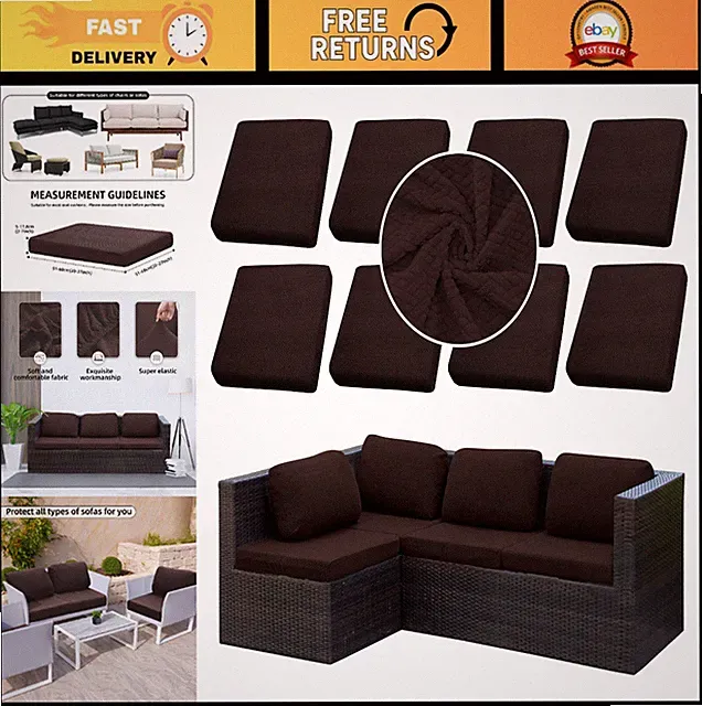 8PCS Outdoor Cushion Covers Set, Patio Furniture Slipcovers for Sofa & Chair