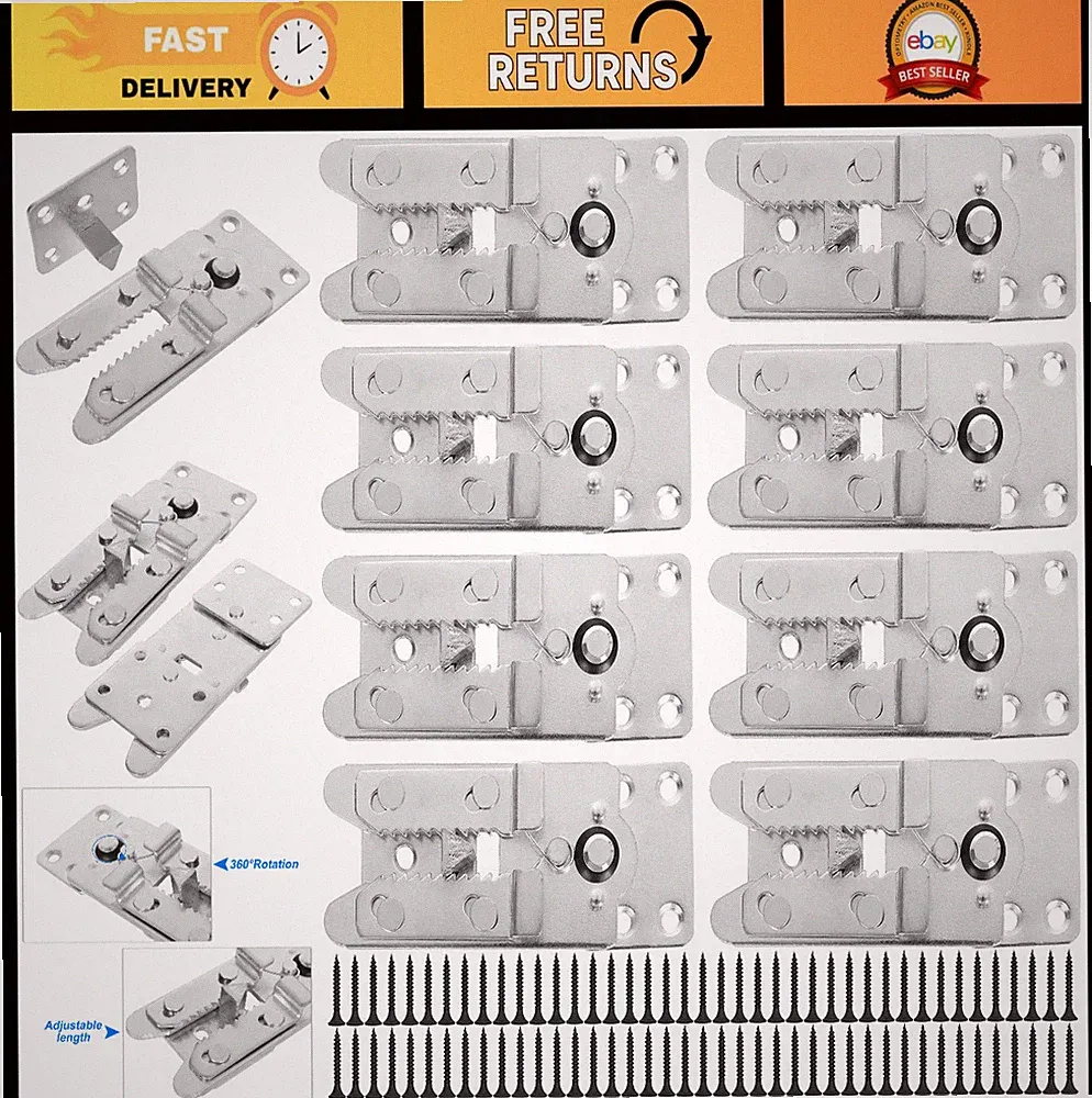 8PCS Sectional Couch Connectors, Heavy-Duty Iron Sofa Connectors with 72 Screws