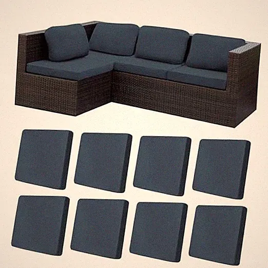 8Pcs Stretch Patio Cushion Covers,Outdoor Couch Covers 8PCS Grey Blue