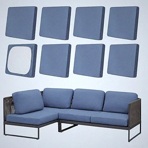 8Pcs Stretch Patio Cushion Covers,Outdoor Couch Covers 8PCS .Grey Blue