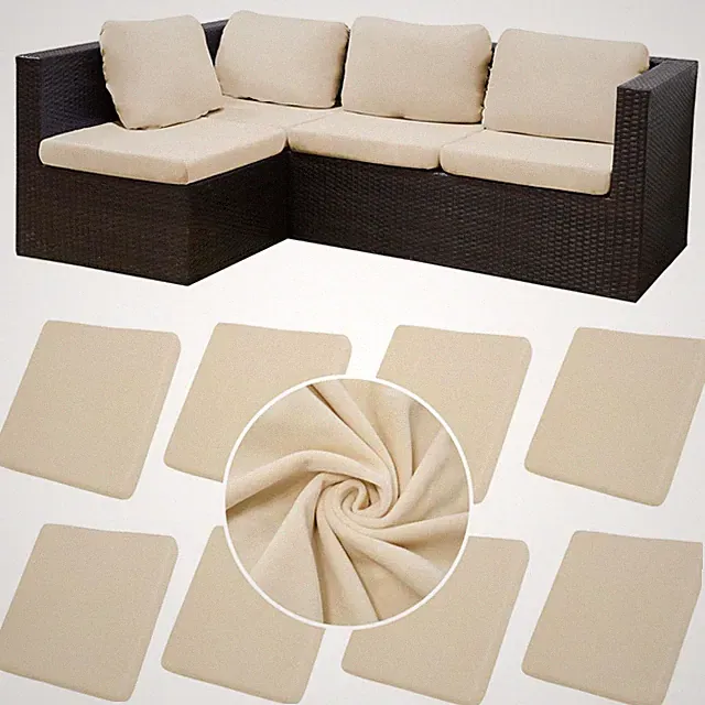 8Pcs Stretch Velvet Patio Cushion Cover, Fluffy, Beige