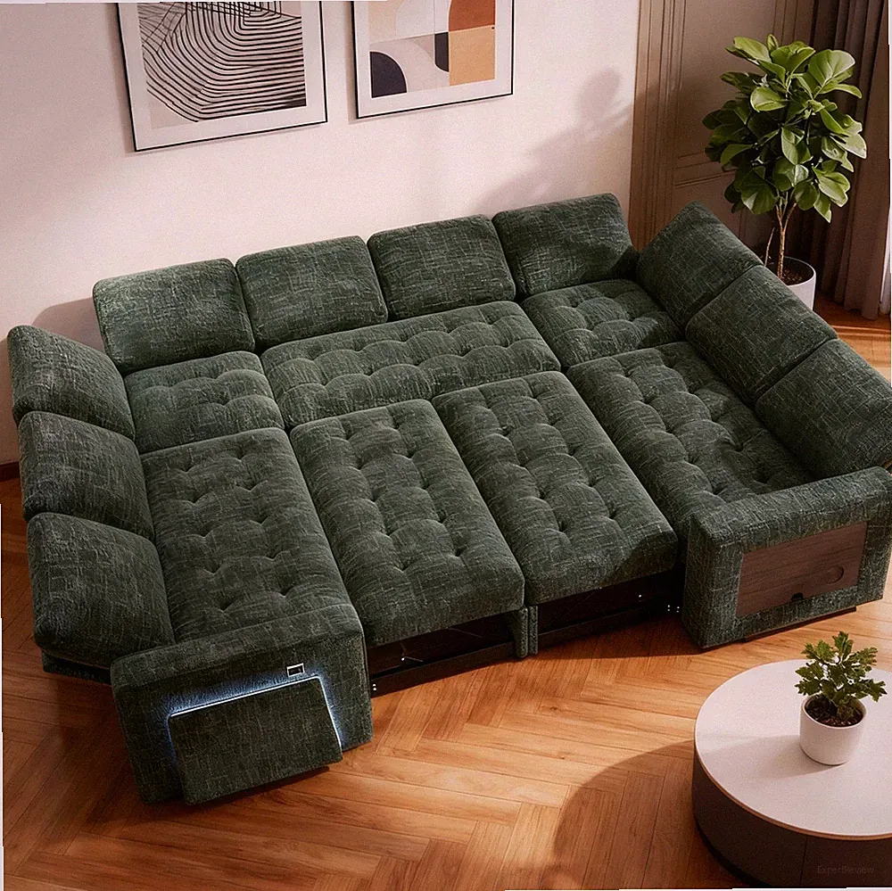 8Seat U Shaped Sectional Sleeper Sofa Bed Sleeper Couch with Adjustable Backrest