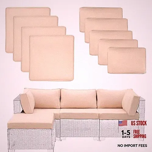 9 Pcs Patio Cushion Covers Replacement,Outdoor Couch Cushions Covers Beige