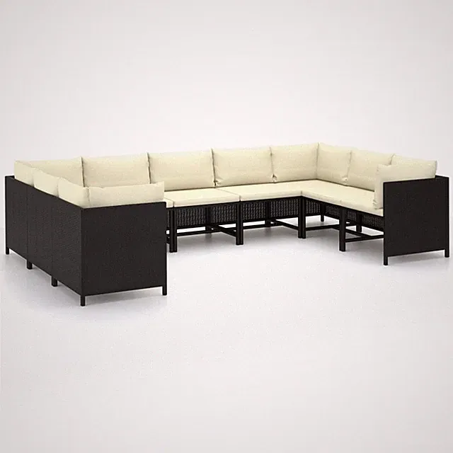 9-Piece Outdoor Lounge Set with Cushions in Gray vidaXL