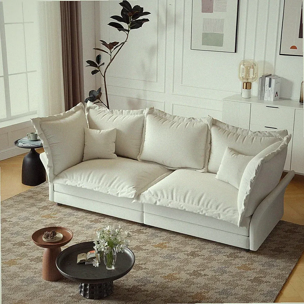 90.55'' Velvet Cloud Sectional Sofa Convertible Deep Seat Loveseat