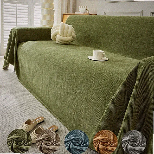 90" Extra Wide Slipcover Chenille Sectional Sofa Couch Blanket Machine Washable