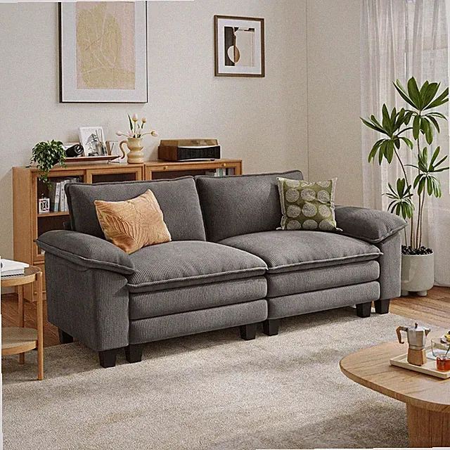 90" Modular Cloud Love Seat Sofa, Corduroy Soft Sectional Couch, Modern Comfy Lo