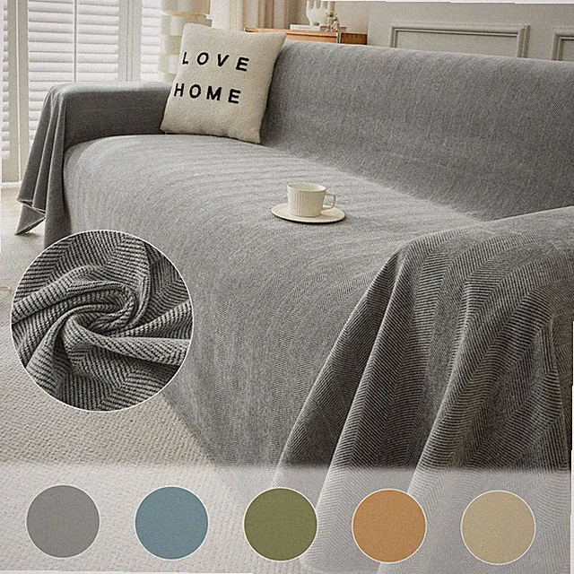 90" Wide Sofa Blanket Cover Striped Chenille Couch Cover Machine Washable 4 Size