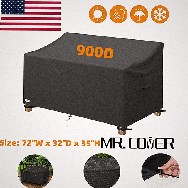 900D Outdoor Sofa Cover Up to 72"W x 32"D x 35"H Waterproof UV Resistant Black