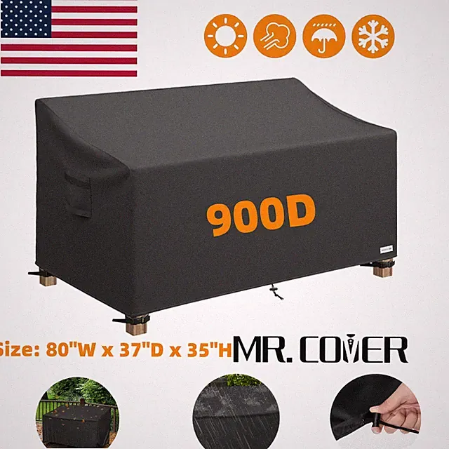 900D Outdoor Sofa Cover Up to 80"W x 37"D x 35"H Waterproof UV Resistant Black