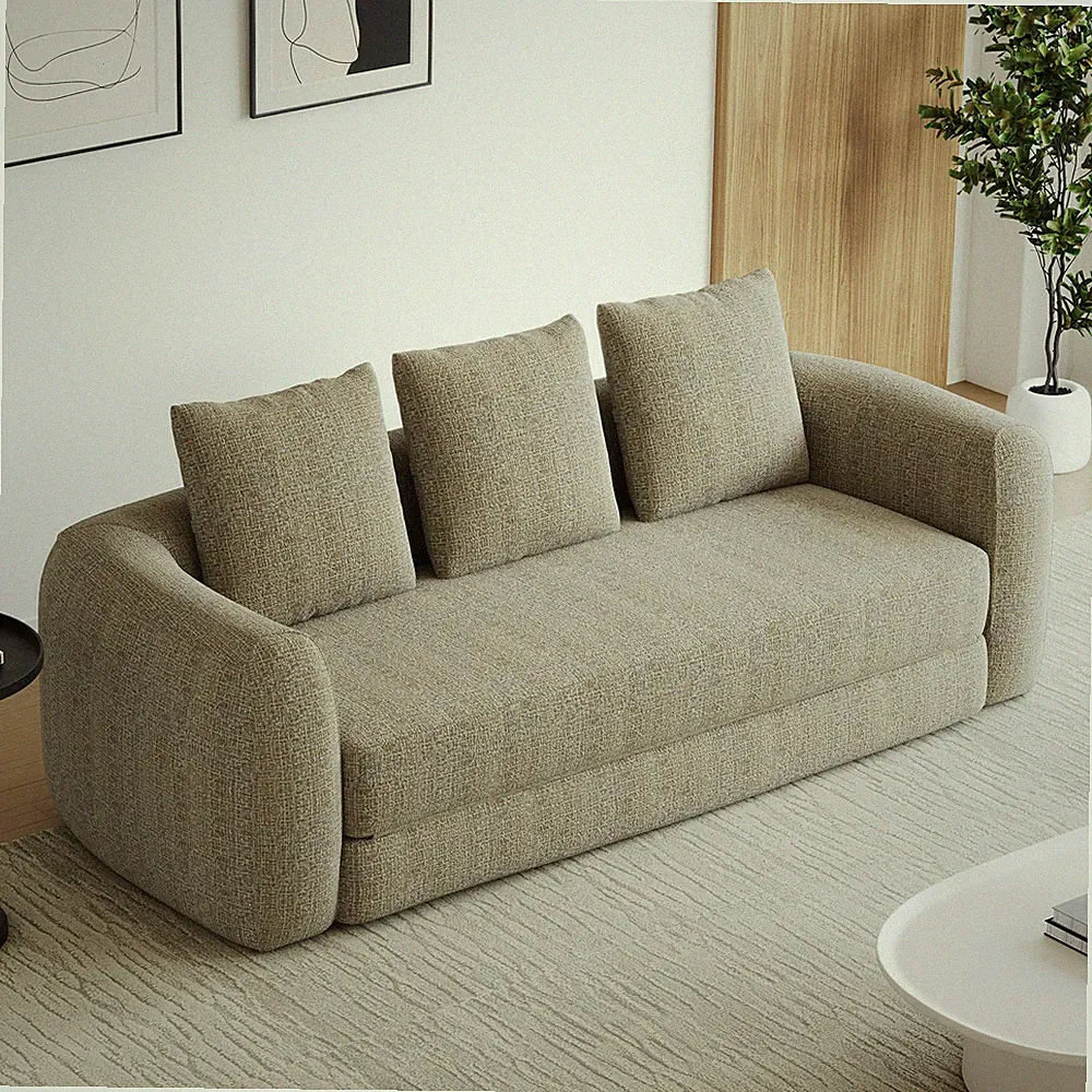 91" Chenille Convertible Sofa Bed Couch 3 Seater Living Room Spring Foam No Slip
