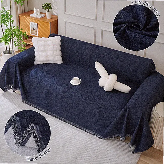 91" XL Chenille Sofa Cover 8 Colors Enlarged Sectional Couch Cover Throw Blanket