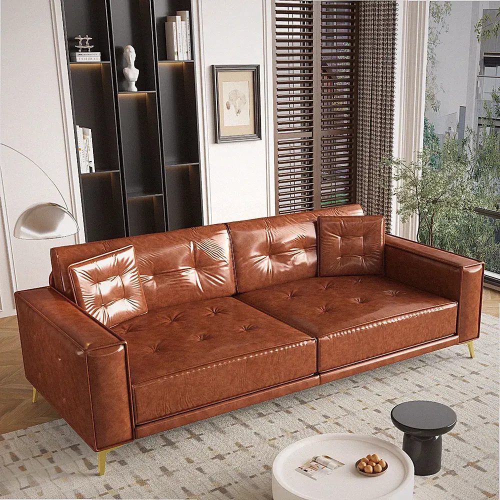 92.1"King Size 4-Seater Pull Out Sofa Bed with Ultra Wide Armrests and 2 Pillows