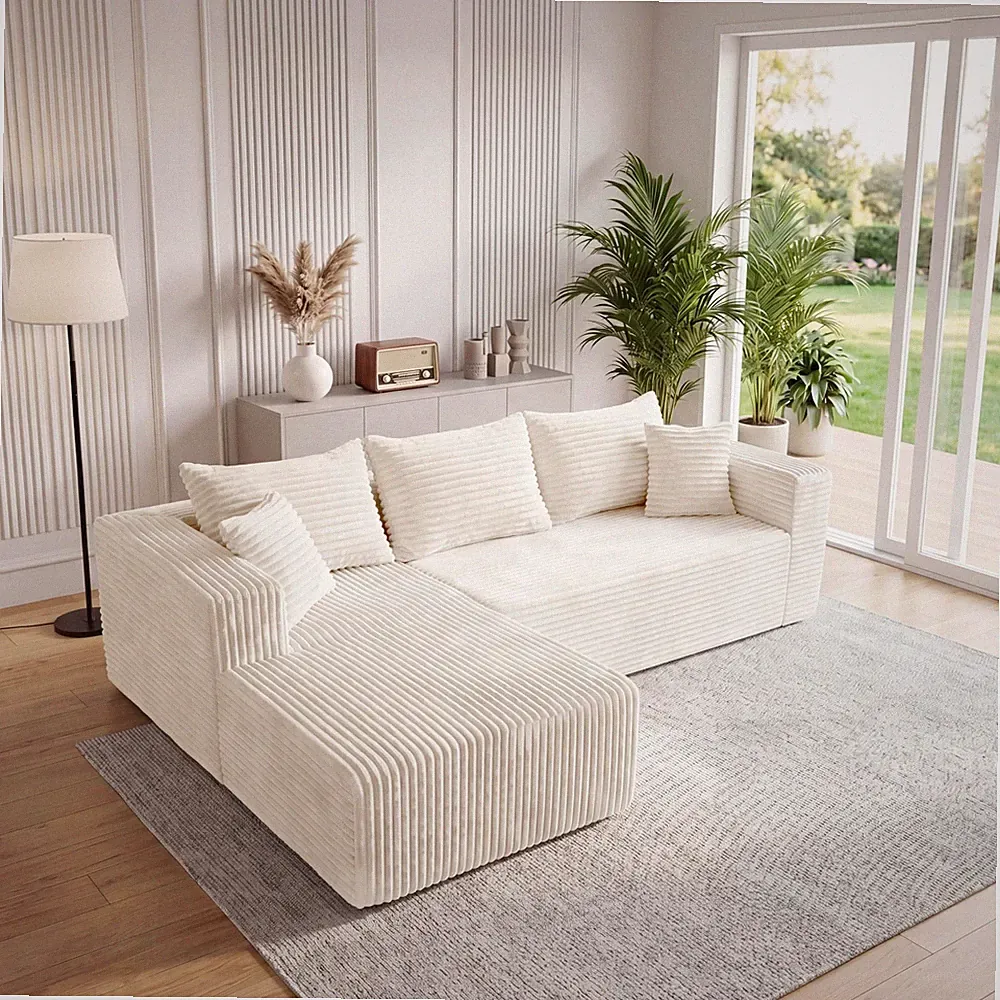 92.5" Boneless Modular Sectional Sofa L-Shaped Cloud Couch Deep Seat