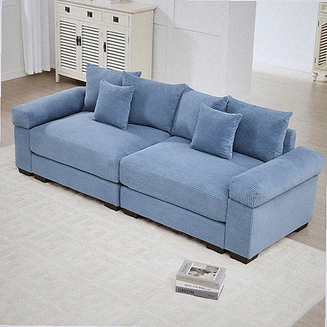 92" Oversized Cloud Modular Sectional Couch,Corduroy Fabric Extra-Wide Armrests