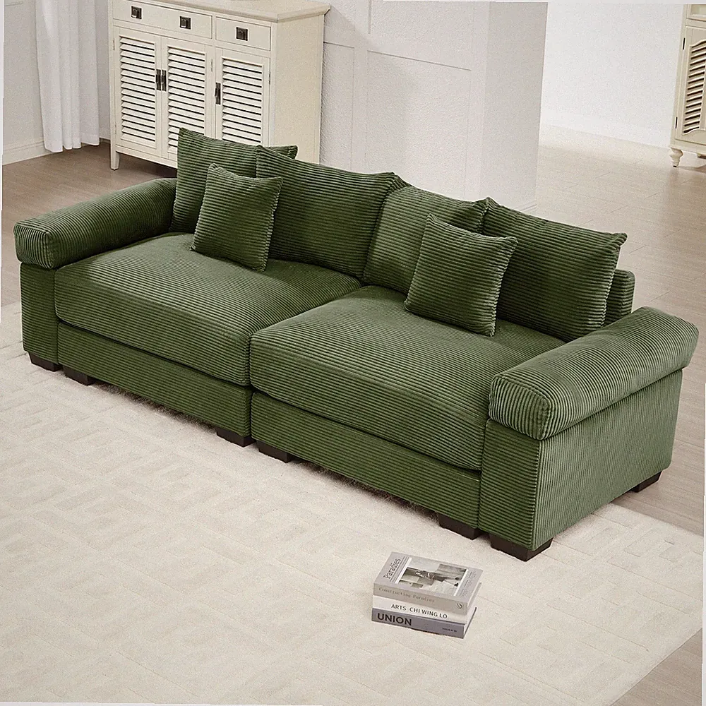92" Oversized Cloud Modular Sectional Couch,Corduroy Fabric Extra-Wide Armrests