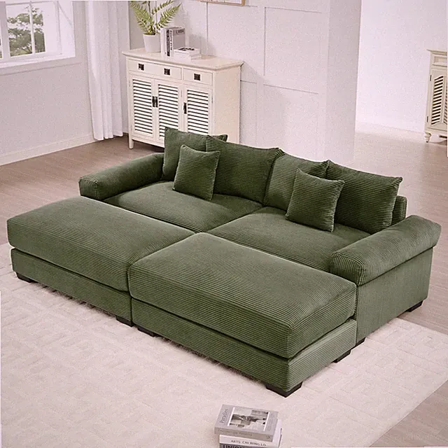 92" Oversized Cloud Modular Sectional Couch, Soft Corduroy Fabric With Chaise 6