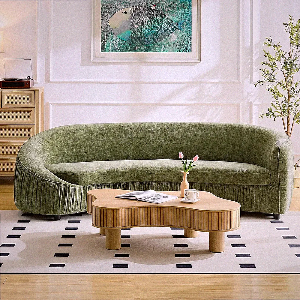 92" Oversized Curved Shaped Upholstered Modular Sectional Sofa, Minimalist 4-Sea