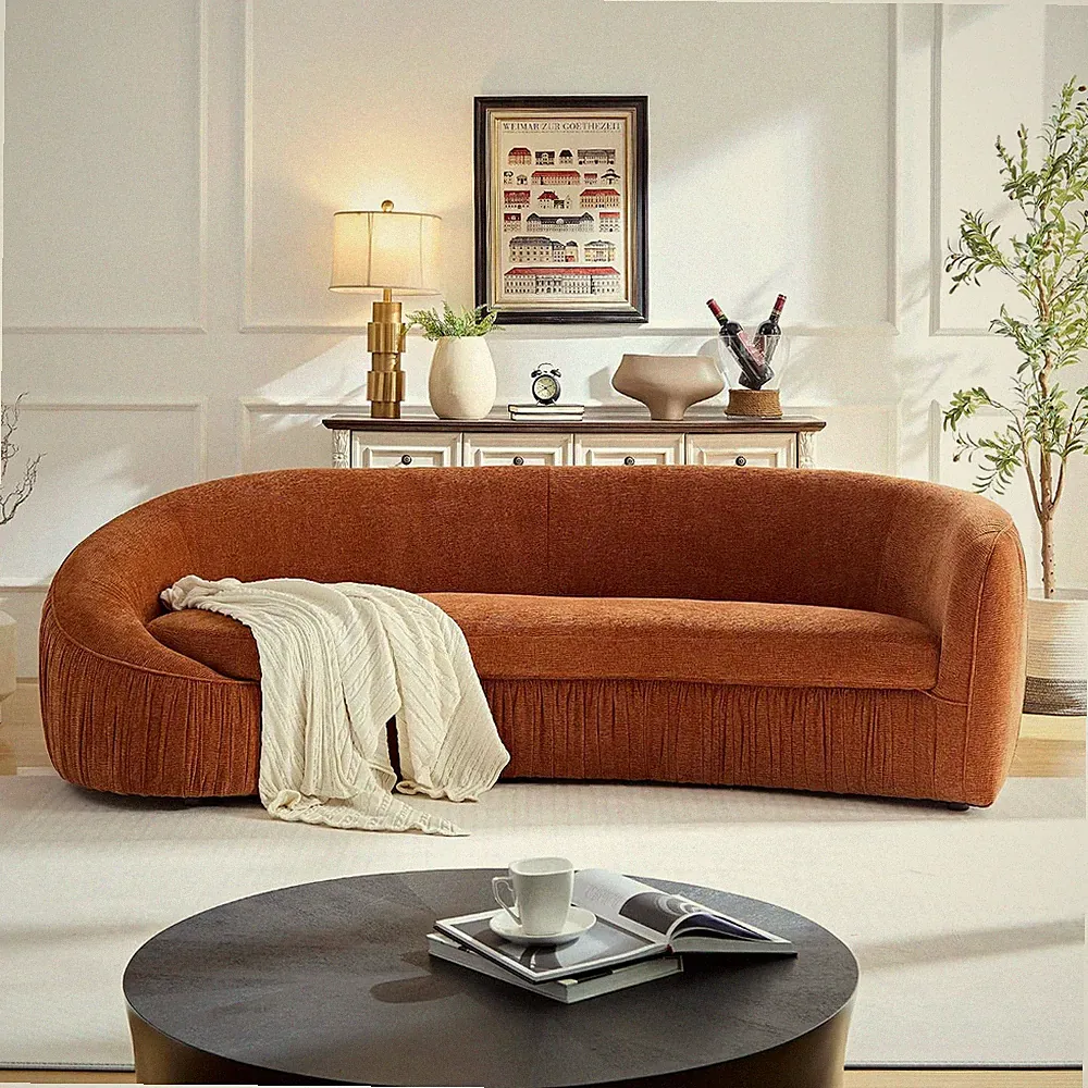 92" Oversized Curved Shaped Upholstered Modular Sectional Sofa, Modern 4-Seater