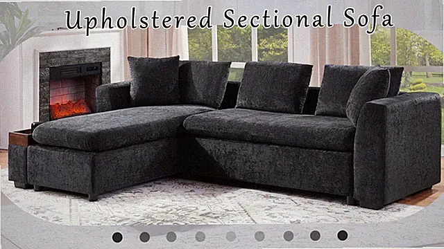 93.7-Inch L-Shaped Sectional Sofa with Wooden Storage Compartment Black