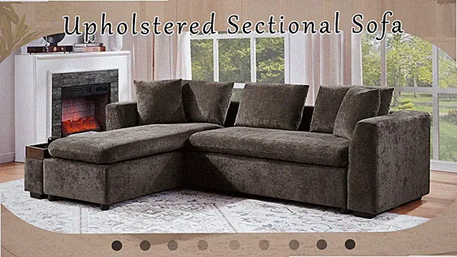 93.7-Inch L-Shaped Sectional Sofa with Wooden Storage Compartment Brown