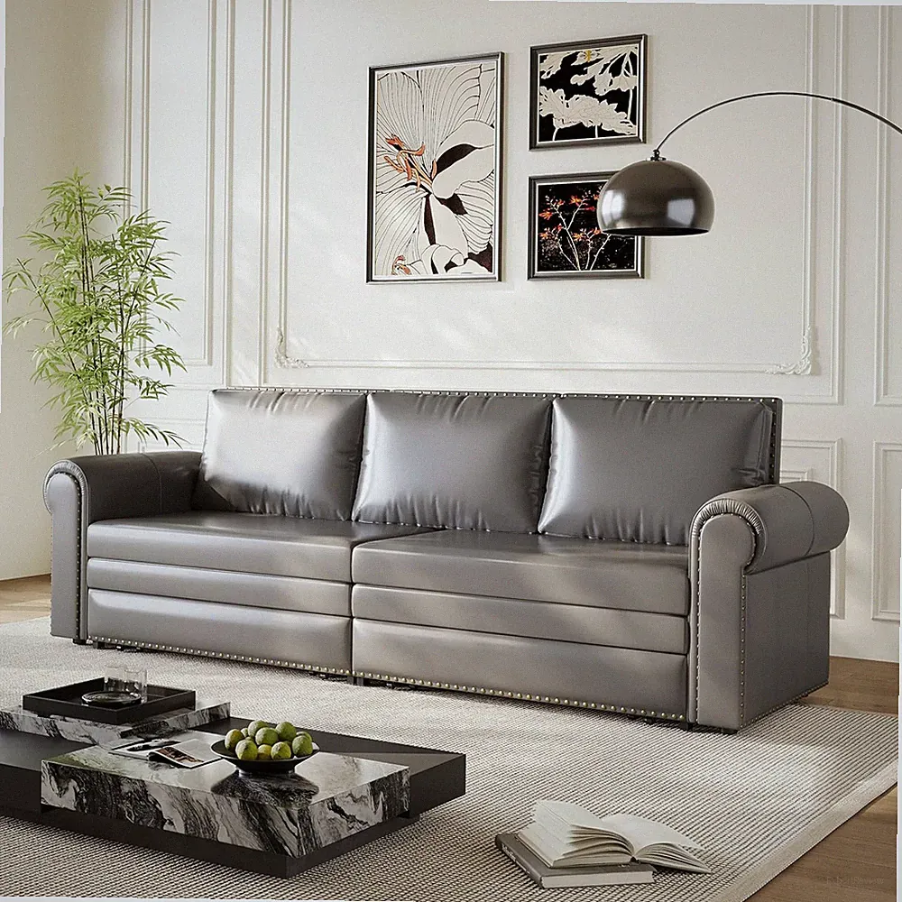 93.7" King Size Pull Out Sofa Bed, 3-In-1 Convertible Sleeper Sofa Couch Bed wit