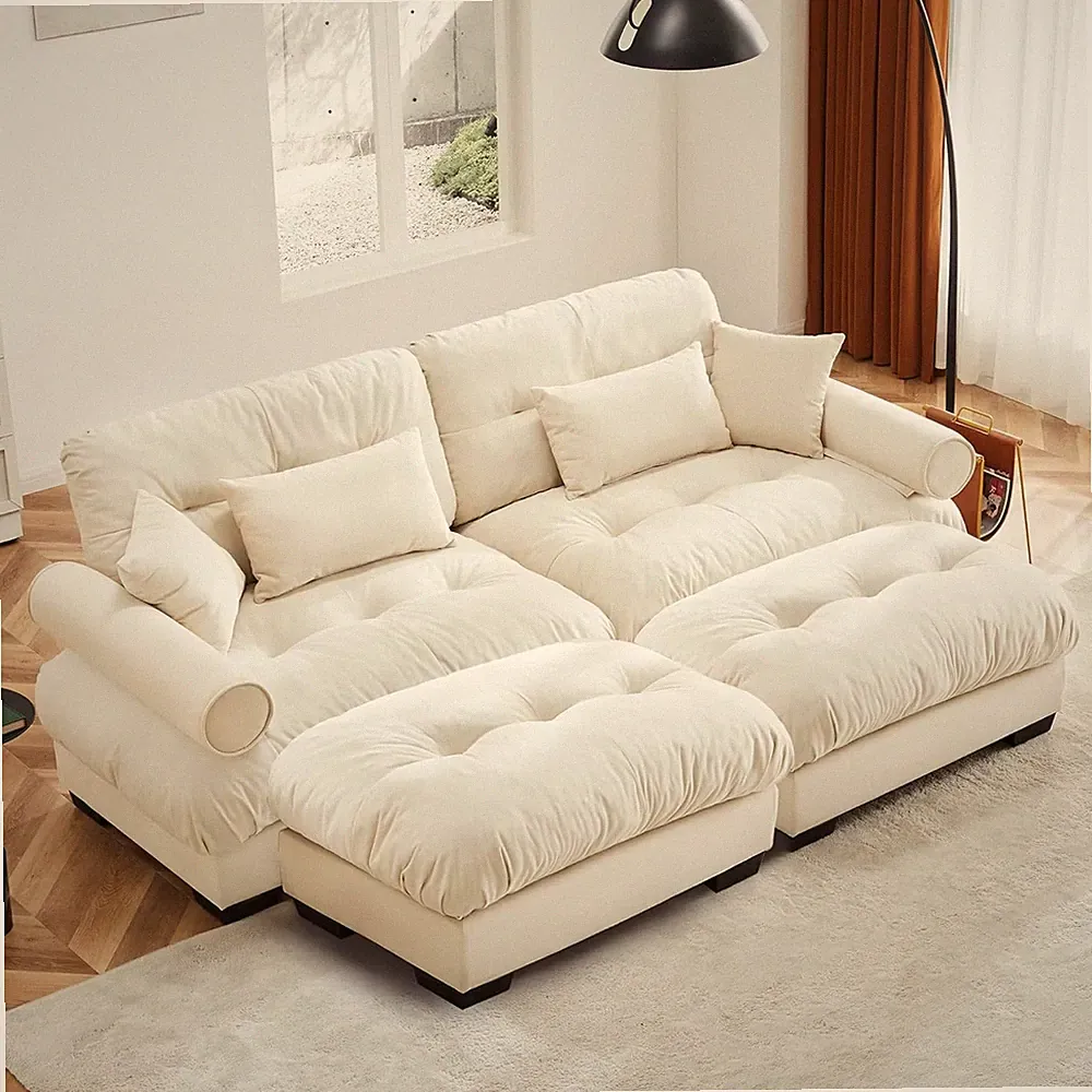 93.7" Modular Sectional Sofa 2 Seater Modern Cloud Couch with Ottoman