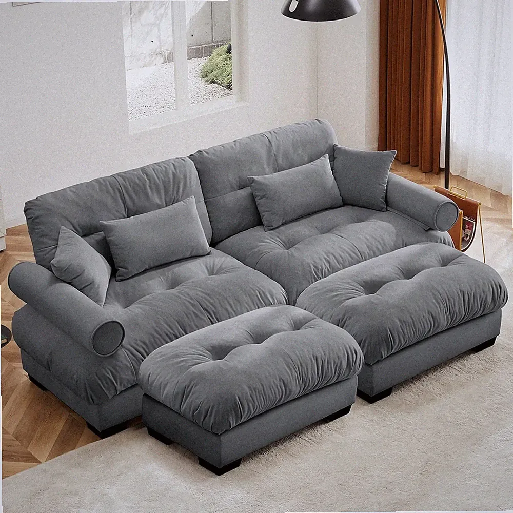 93.7" Modular Sectional Sofa 2 Seater Modern Cloud Couch with Ottoman