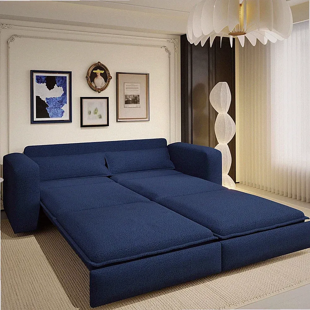 93" King Size Bed Convertible Sofa Couch 3 in 1 Sleeper Sofa With Pull Out Bed