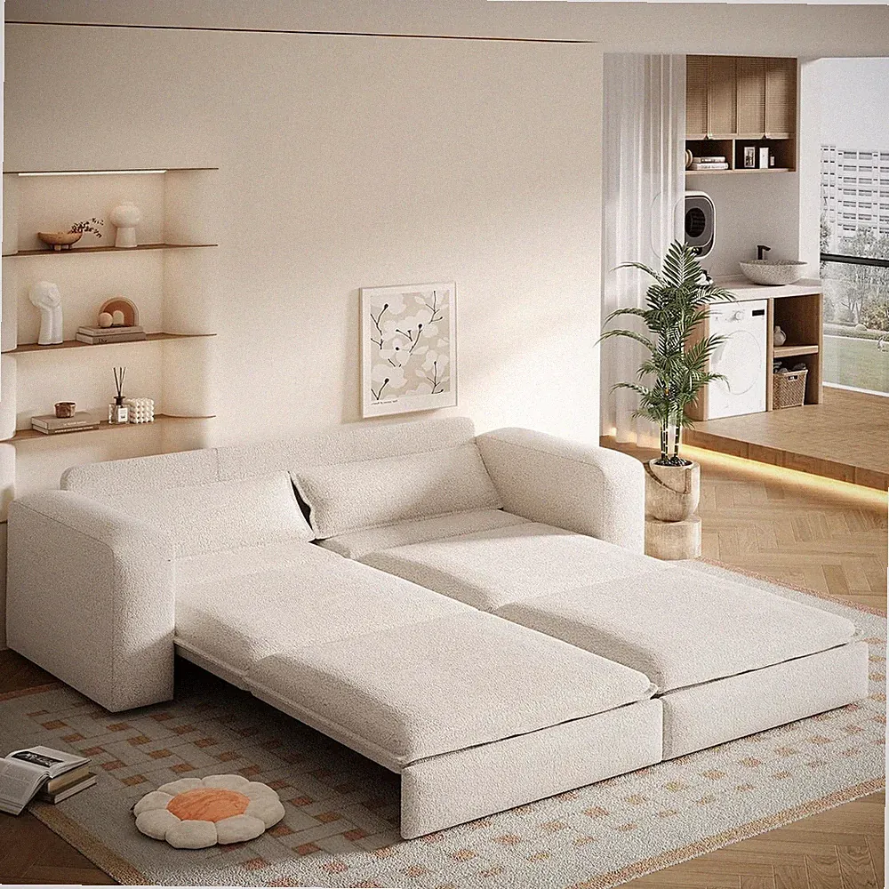 93" King Size Bed Convertible Sofa Couch 3 in 1 Sleeper Sofa With Pull Out Bed