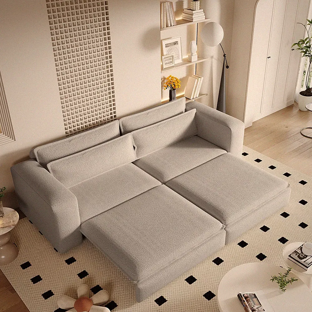 93" King Size Sleeper Sofa Bed,Pull Out Sofa Bed,3 in 1 Convertible Sleeper S