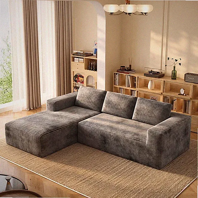 93" L-Shaped Modular Sectional Sofa with Chaise Boneless Corduroy Cloud Couch