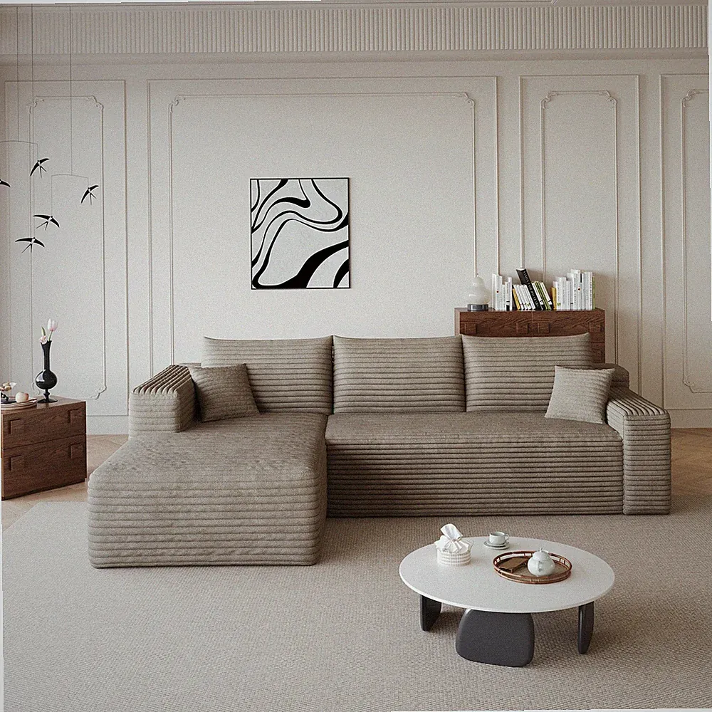 94.1" Cloud Sectional Sofa Left-Facing Plush Corduroy Deep Seat No Assembly