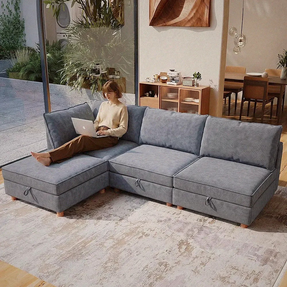 94" 4 Seat Modular Sectional Sofa, Removable Washable Couch, Modular Sectional S