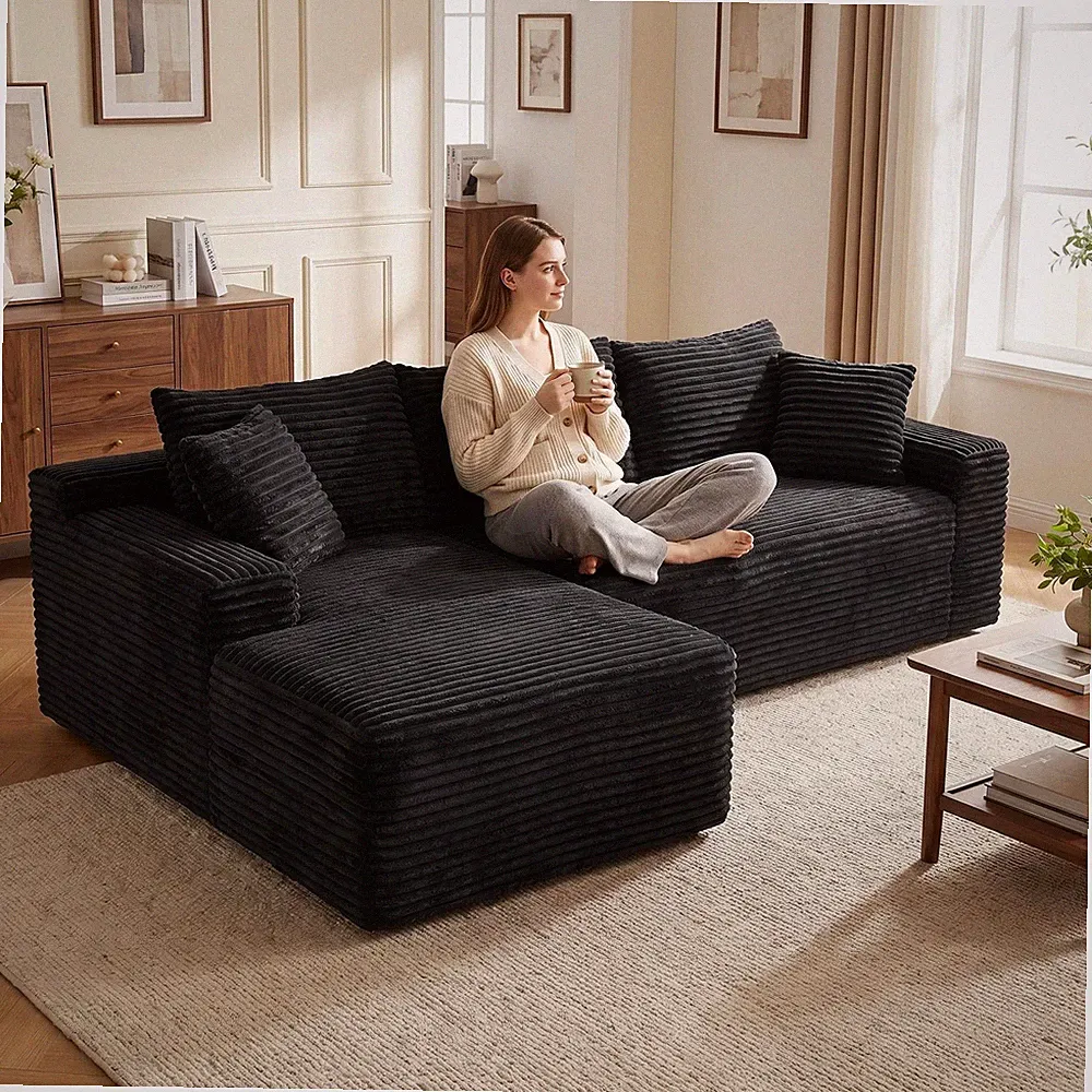94.5" Cloud Modular Sectional Sofa Couch w/L-Shape Chaise,Modern Minimalist U