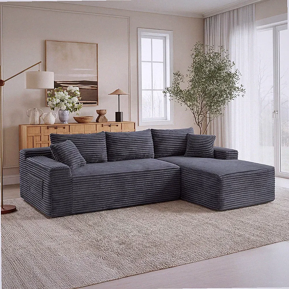 94.5" Cloud Modular Sectional Sofa Couch w/L-Shape Chaise,Modern Minimalist Upho