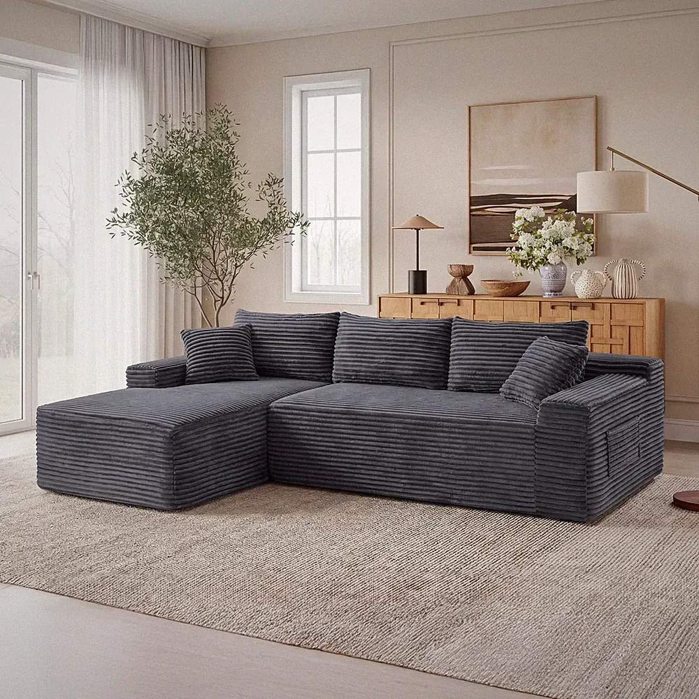 94.5" Cloud Modular Sectional Sofa Couch with L-Shape Chaise,Modern Minimalist