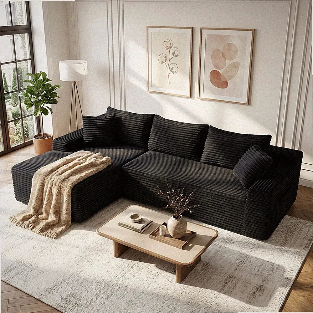 94.5" Modular Couch Sectional Sofa with L-Shape Chaise and Deep Seat Living Room