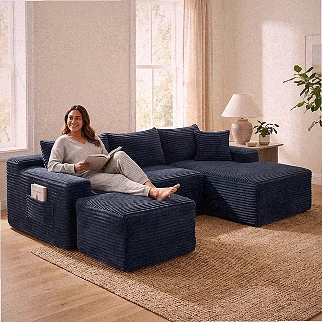 94.5" U-Shaped Cloud Sectional Sofa w/Deep Seat,No Assembly Required,Modular Co