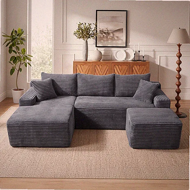 94.5" U-Shaped Cloud Sectional Sofa with Deep Seat,No Assembly Required,Modula