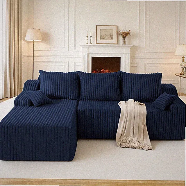 94" L-Shape Modular Sofa Couch - Deep Seat, No Assembly, Blue (Left)