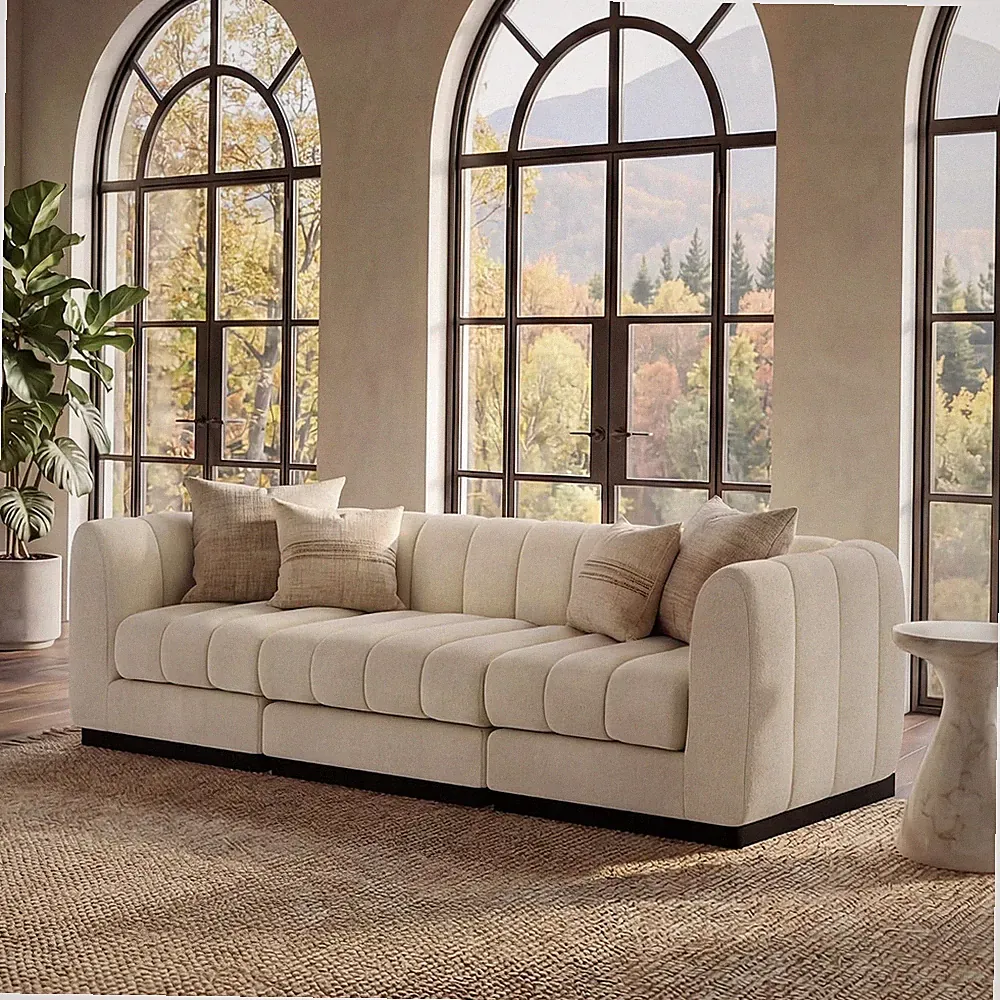 94'' Modern Sofa, 3 Seater Modular Sectional Couch, Deep Seat Sofas, Minimalist