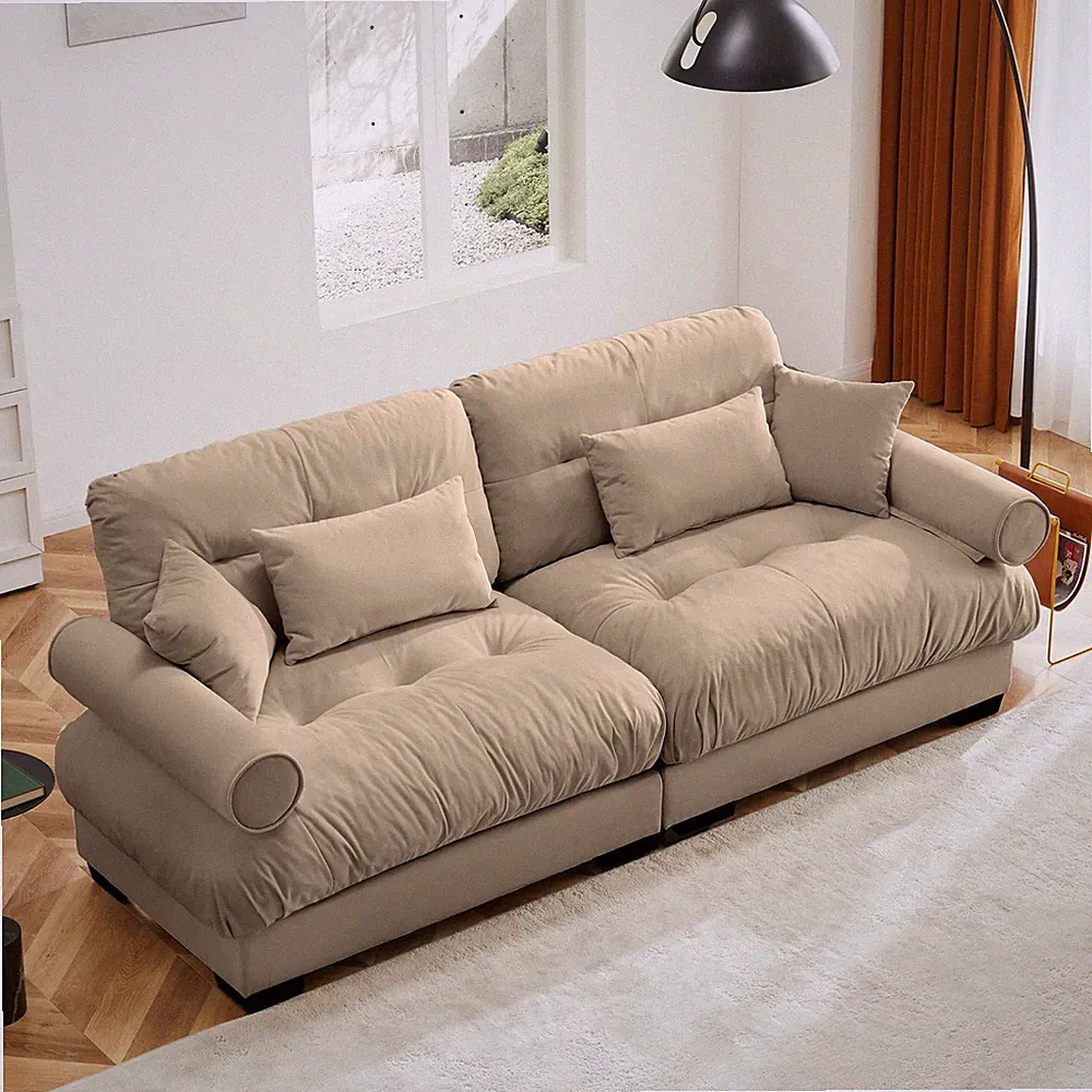 94" Oversized Velvet Modular Sectional Loveseat Sofa with High-Density Foam C...