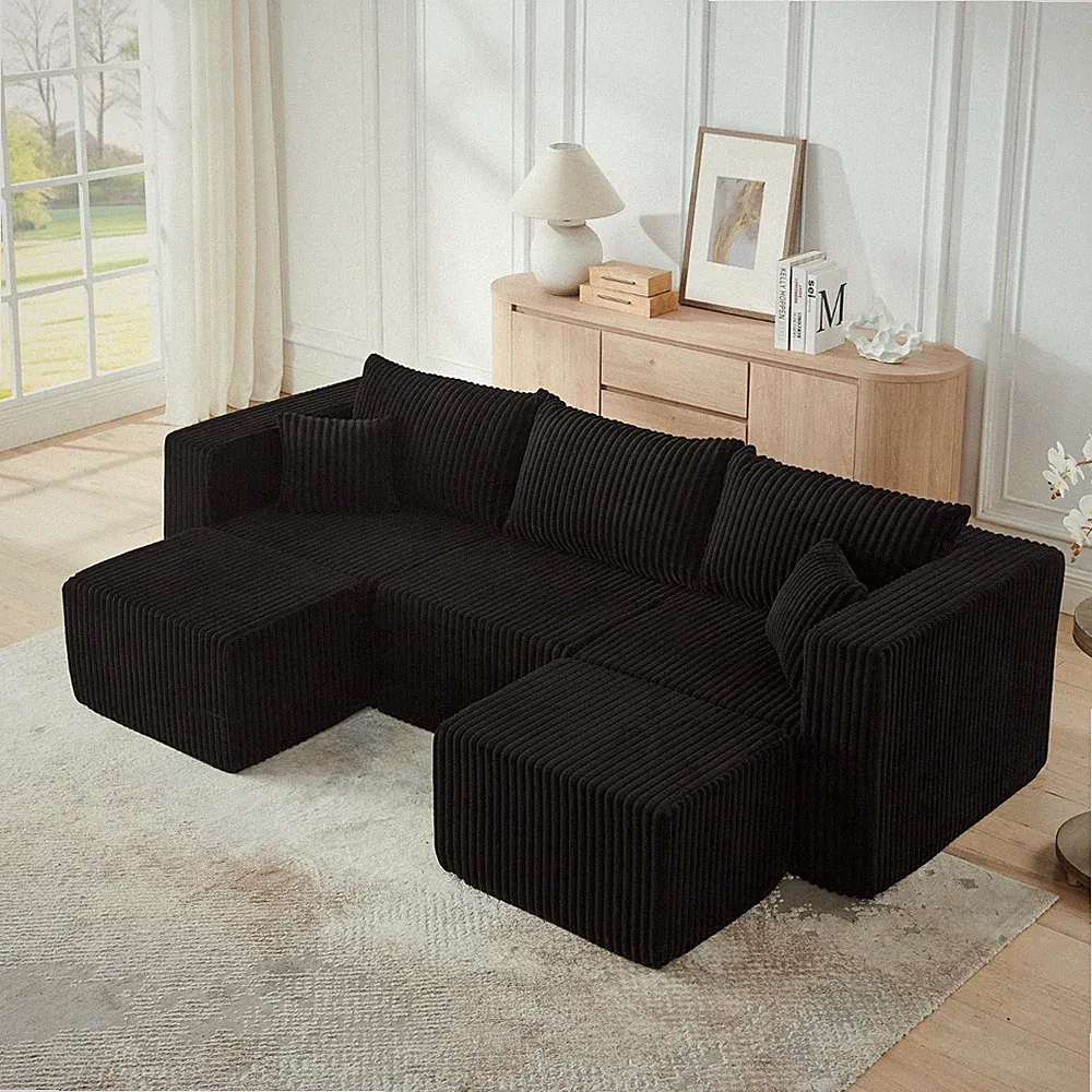 94" U/L Shaped Cloud Modular Sectional Couch Boneless Couch Convertible Sofa