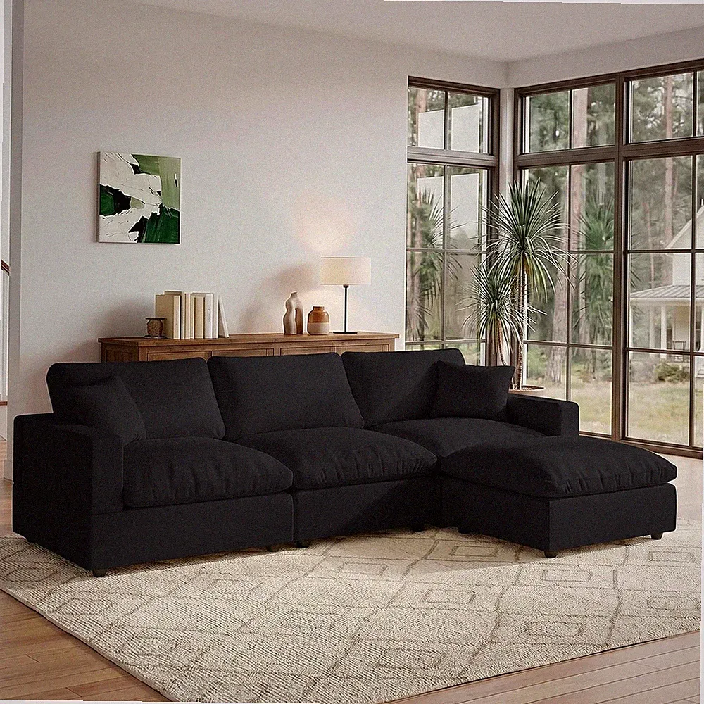 95.4" L Shaped Modular Sectional Cloud Couch,Modern Sofa with down Filling, Deta