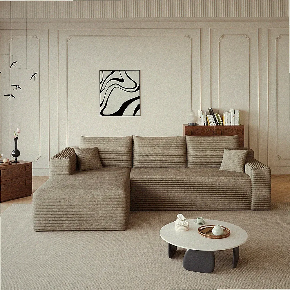 95" Boneless Couch Left Chaise L Shape Sectional Cloud Sofa Set for Living Room