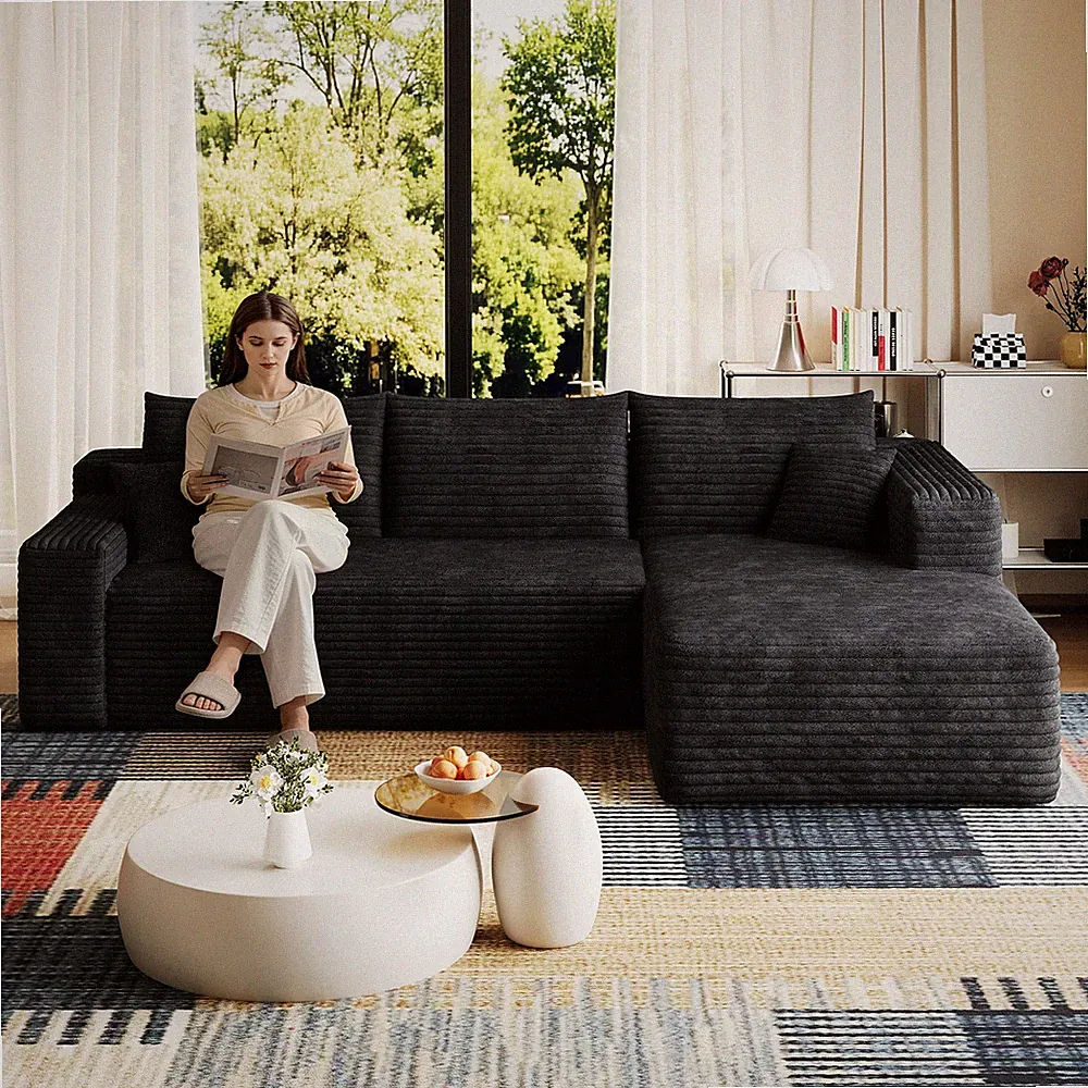 95" Cloud Sectional Sofa,Modern Minimalist Upholstered Couches, Comfort